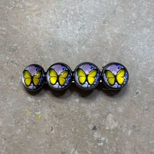 Yellow Butterfly Cabochon Barrette